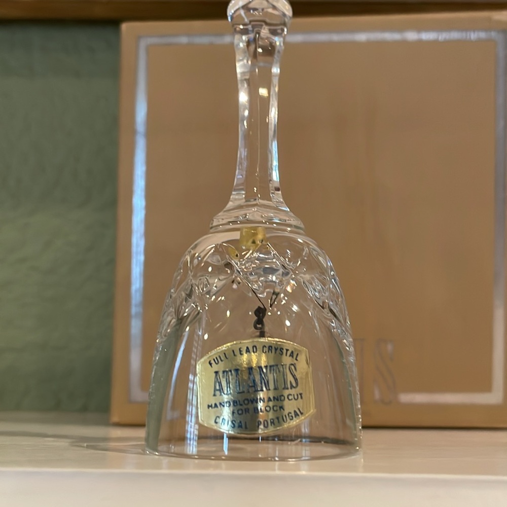 Full Lead Crystal Bell by Crisal, Portugal,in original box, Atlantis, hand blown